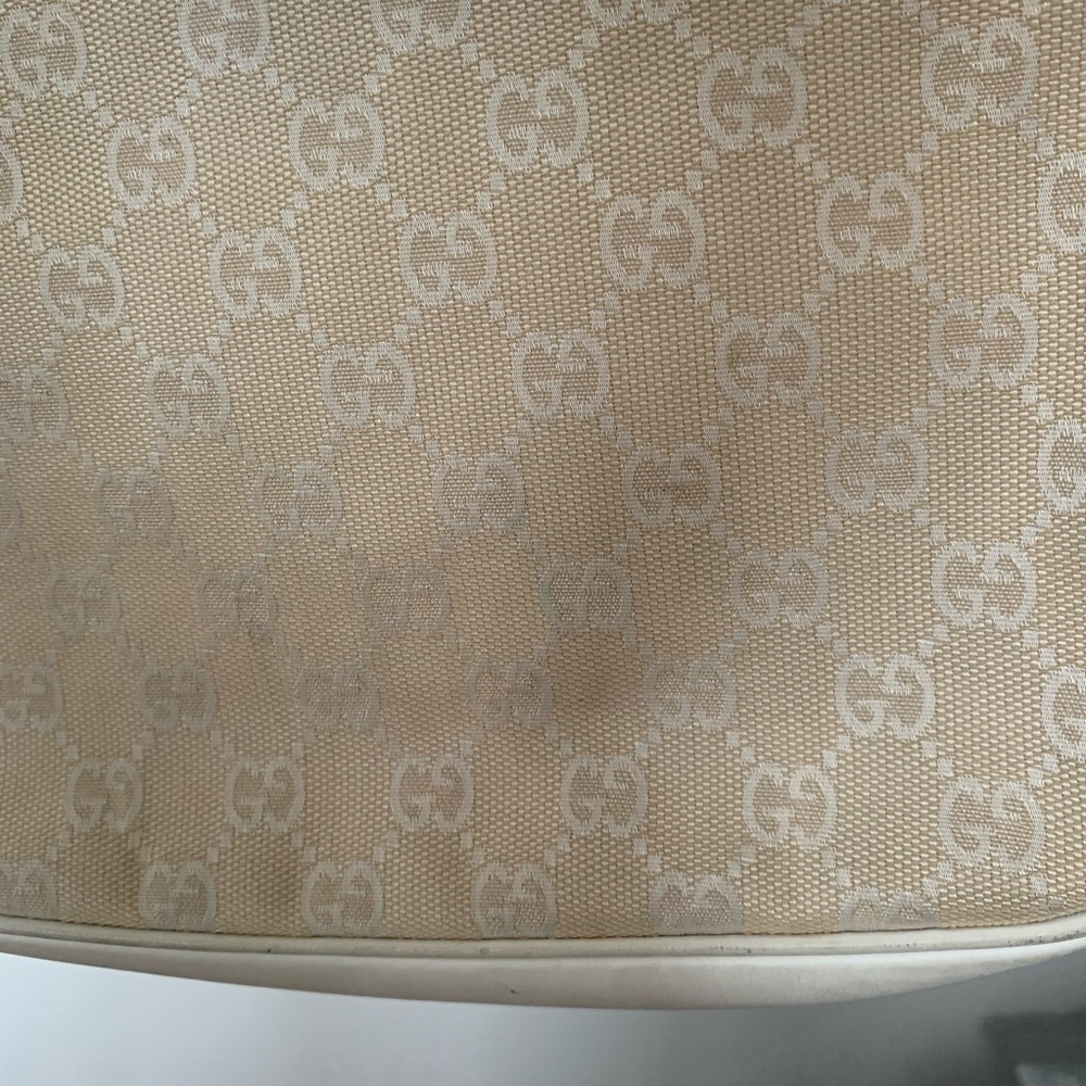 Gucci vintage GG beige canvas bamboo handle bag - Picture 5 of 13